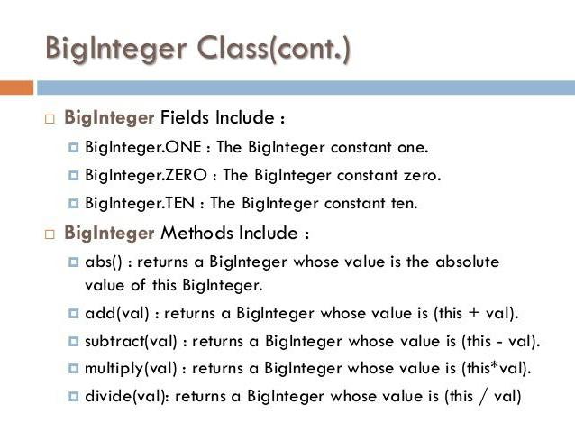 java biginteger módszerek