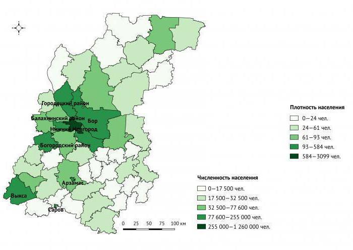 a Nizhny Novgorod régió átlagos népsűrűsége